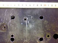 Координаты по оси Х относительно ребра жесткости моторного щита(4 больших отверстия)